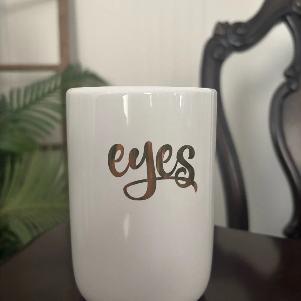 White Ceramic Mug with 'eyes' Design